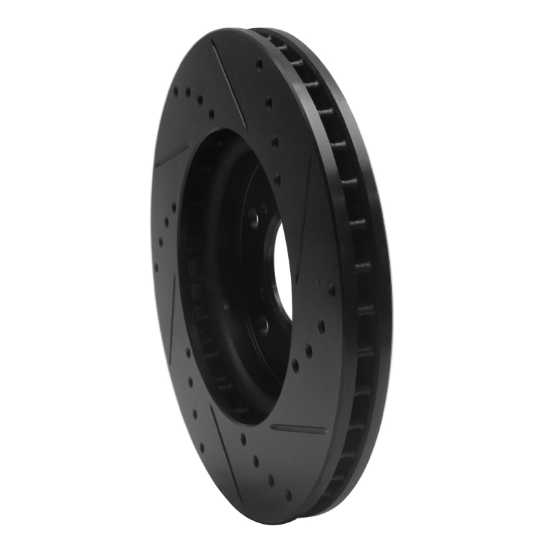 Honda Odyssey Brake Rotor (1) - Front Left - R1 Concepts - Drilled & Slotted - Black - `05-`10